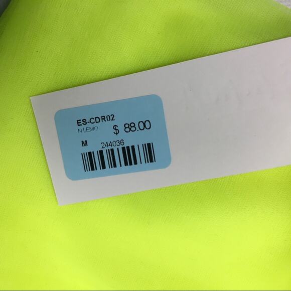 LF Emma & Sam Crop Top Mesh Crop Tee Neon Yellow Women's Medium Sheer Beach Top - Picture 2 of 8